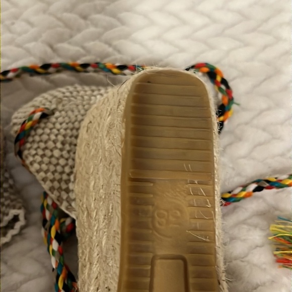 Suyute Spain Espadrille Multicolor Ankle Tie Wedge Sandals Size 38 - Picture 8 of 11